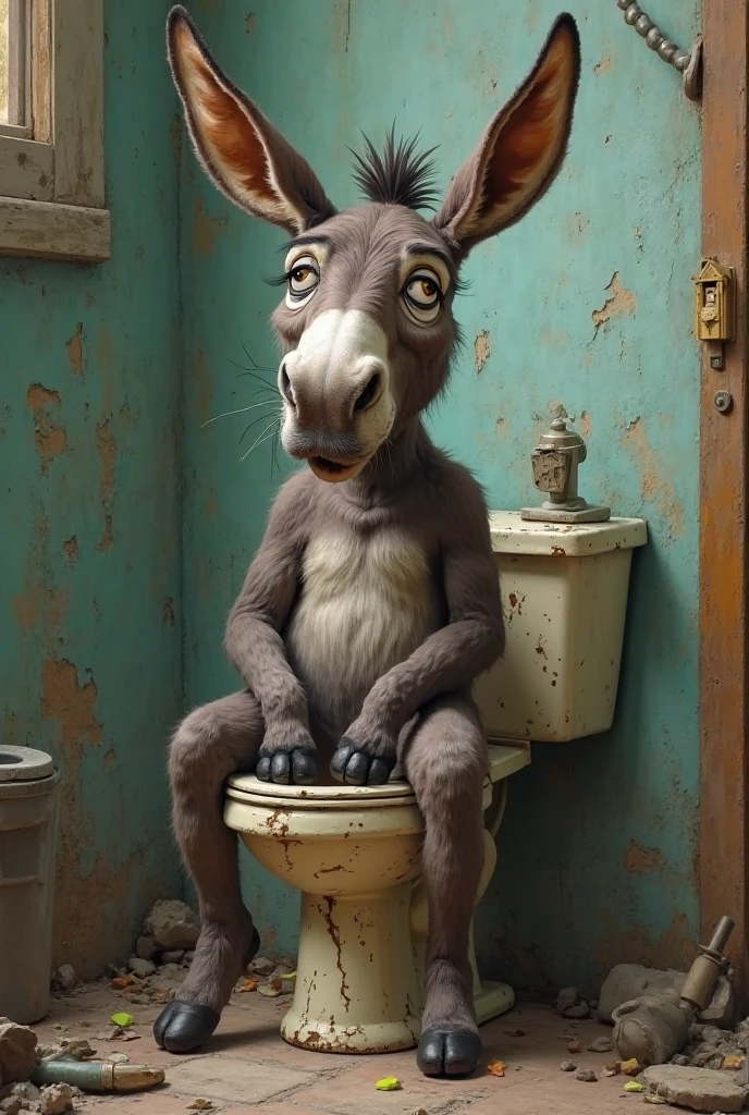 Fat werewolf in a bathroom with his bare ass and socks on, viewed from behind, bending over, photo taken from behind, pov from rear, (nsfw) not safe for work, squatting down next to a mirror, photo from behind, picture from behind, somewhat bent over, rugged and dirty, long shot from back