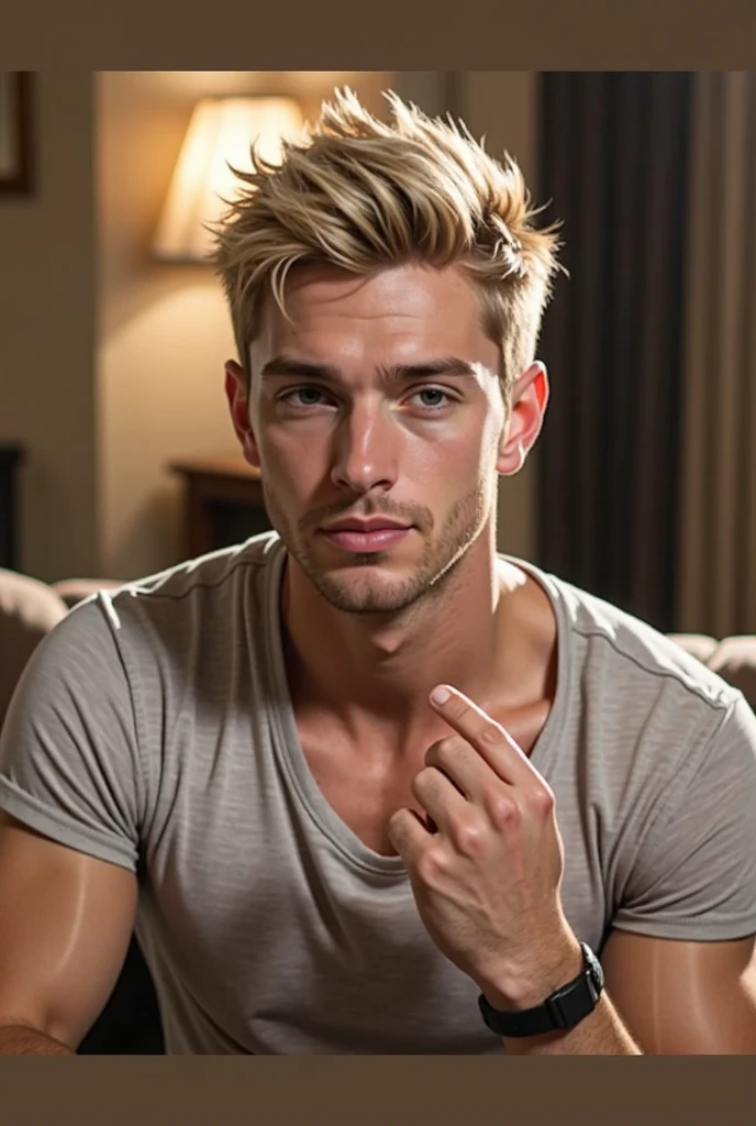 a blonde guy, 1, blue eyes, shirtless, twink, wearing just a small white towel, milk running down your face, running your tongue over your lips, horny, sitting in the gym locker room, cinematic lighting, cinematic angle, best quality, masterpiece, perfect anatomy, highres, ultra-detailed, 8k, detail, unique, aesthetics, HDR, Photorealistic, Hyperrealistic, Hyperdetailed, analog style, soft lighting, subsurface scattering