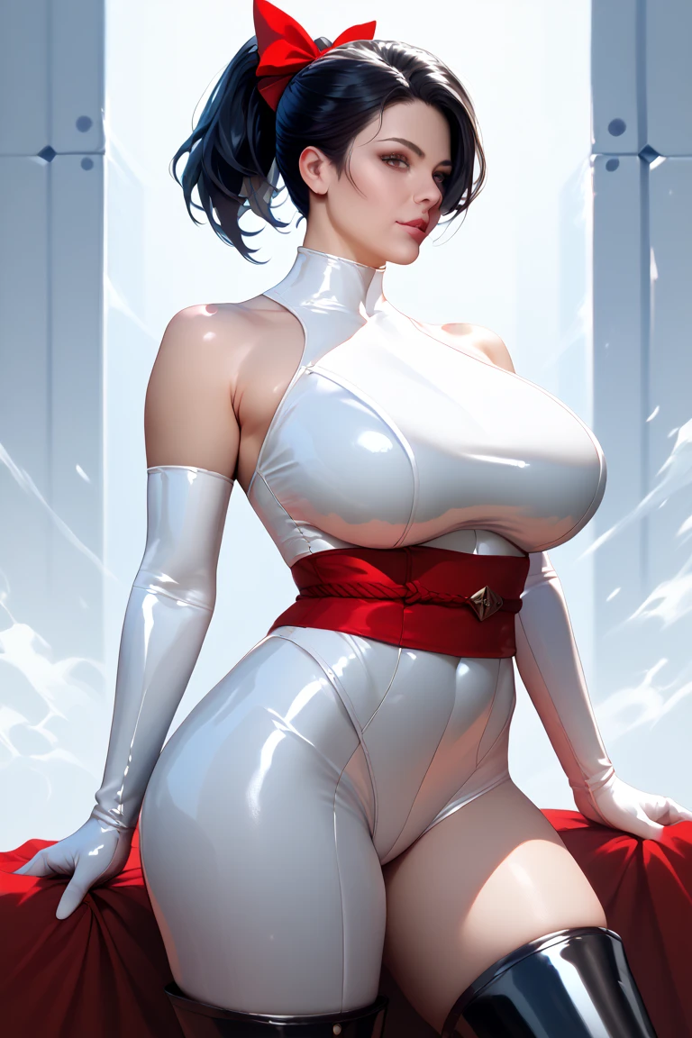 work of art:1.2, best qualityer), Realist, (Actual image, details Intricate, Depth of field), (1 girl, standing alone), make up, Chapped lips, very detailled, face perfect,
(Breasts huge:1.8), (skin prosthesis), princess azula in extra tight dress