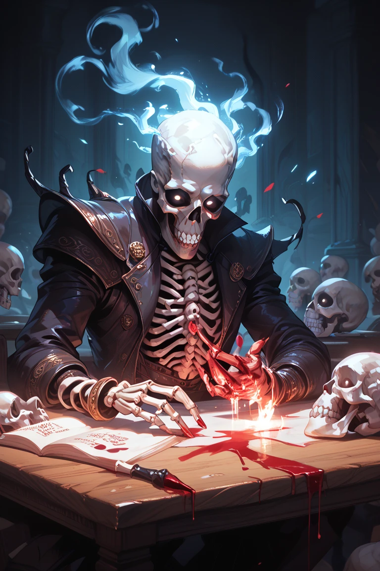 
8k, extremely detailed, film lighting, a wizard skeleton, with red eyes, holding a crystal ball
