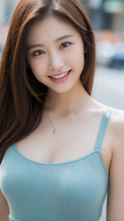 realistic photos of 1 cute Korean star female Shoulder-length hair, thin makeup, medium breasts size, slightly smile, v-neck top with cartoon pattern, in fun fair, clear facial features of Canon EOS, 16K high resolution, sharp and realistic details,