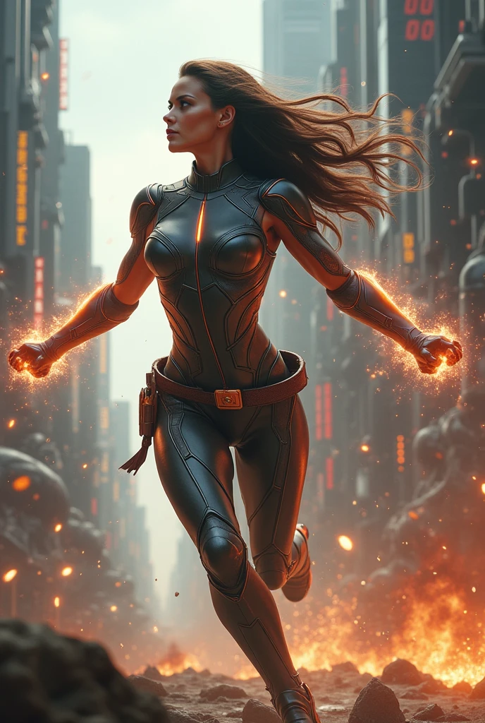 super human woman from x men using her very advanced super powers fighting the invaders of the earth.
INFO