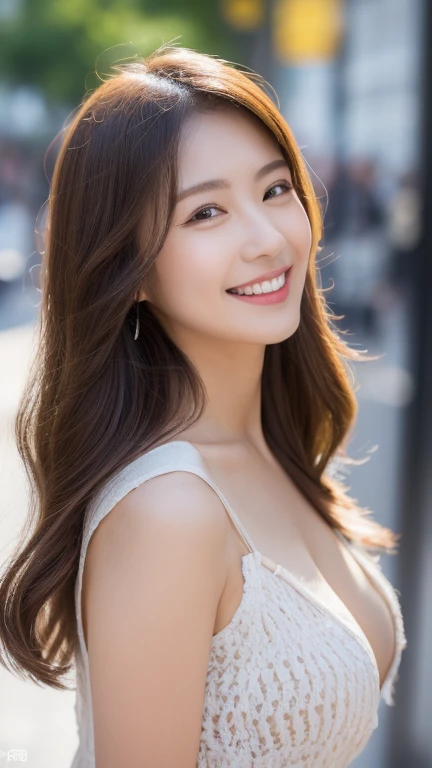 ((top-quality、8K、masterpiece:1.3))、sharp:1.2、Perfect Body Beauty:1.4、Slim abs:1.2、((Layered Hair Style、Colossal tits:1.2))、(Business suits:1.1)、(Street:1.2)、Wetty:1.5、Beautiful face、Wavy Hair、Highly detailed facial and skin texture、A detailed eye、二重まぶた、Aspect of looking at the camera、A smile