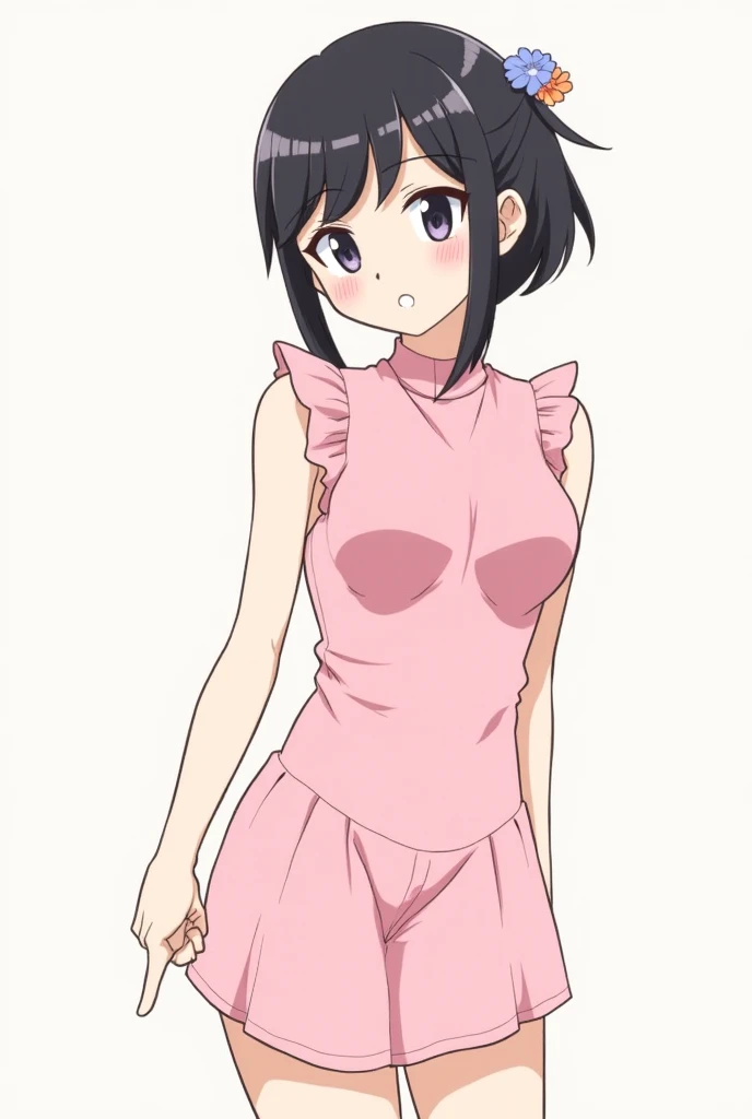 Highest quality,masterpiece,textbook,Completely naked,Nipples,pubic hair,Pussy,Character portrait,Growth process,Black Hair,Explanation of the female body,Japanese,,Simple Background