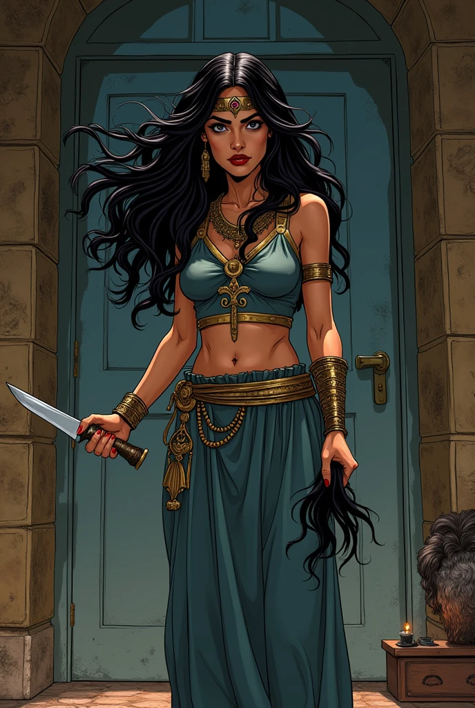 fullbody view, (((muscular))) beautiful persian woman, long dark hair, woman in medieval setting, wearing ornate cloth, warrior woman with a curved sword, perfect and flawless musculature, bulky and powerful bodybuilder physique, a drawing of a woman with a sword and a sword in her hand, persian warrior, djinn human hybrid, handsome prince of persia, persian queen, d&d dark sun character art, female warrior, muscular warrior women, a beautiful woman warrior, warrior woman, persian princess, d & d fantasy character, barbarian warrior woman, manara, warrior princess