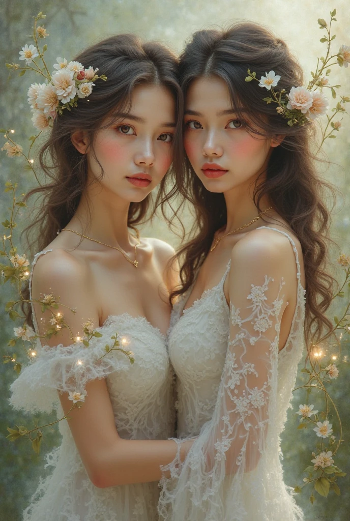best quality, 8k, highres, masterpiece, ultra-detailed, realistic, a woman in White Lace dress, Colorful petals of flowers float in the air, bright sun colors, shallow depth of field, soft atmospheric scenes, powerful portraits, perfect anatomy, best quality, highres, realistic photo, professional photography, cinematic angle, dynamic, light shining, zentangle style