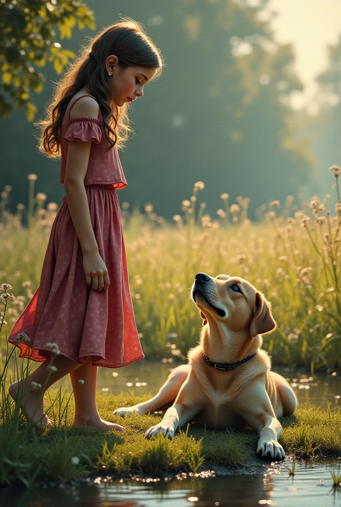 A girl was walking when she came to an old well. As he looked at the well for water, he suddenly caught sight of a dog.
The dog was very thirsty. His tongue was sticking out, he was lying on the ground panting. A stream of love flowed in the woman's heart.