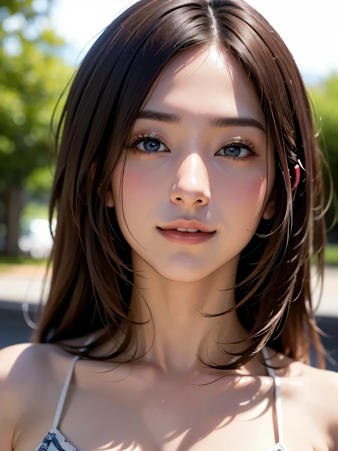 masterpiece, Highest quality, Realistic, Highly detailed CG integrates 8K, 8K,(Very beautiful face, Beautiful Lips, Beautiful Eyes), Exquisitely detailed face,1 Girl, Very beautiful girl,Exquisite eye makeup,Subtle eye detail,The best example of four fingers and one thumb,Toned figure,Nice and beautiful smile,、Age 25、Highest quality、8K Masterpiece、Ultra-high resolution、(Photorealistic:1.3)、RAW Photos、1 girl、Silvery white hair、Glowing Skin、1. Super-beautiful Cyberpunk Soldiers、((Ultra-Realistic Details))、Portrait、Global Illumination、Shadow、Octane Rendering、8K、Super sharp、Beautiful breasts、Bare skin exposed in the cleavage、Metal、Cold colors、、Very intricate details、Realistic Light、CGSoation Trend、Beautiful Eyes、Shining Eyes、To the camera、Neon Details、