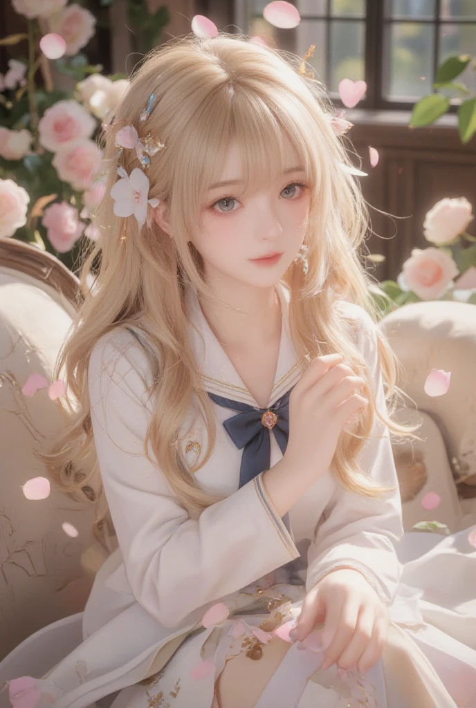 Blonde girl with a ponytail wearing a school uniform sitting on the floor, Anime Girls in real life, Anime Girls, cute Anime Girls, a Surreal school girl, young Anime Girls, Beautiful anime school girl, attractive Anime Girls, Surreal school girl, an Anime Girls, beautiful Anime Girls, realistic young Anime Girls, Photorealistic Animation, portrait Anime Girls, Anime realism style