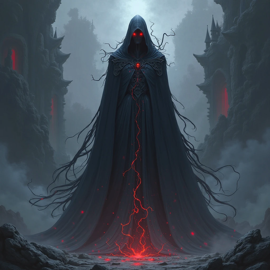 i dont see his face, make him a face and delete this stick. Create some dark mage robe with some red, you can add some crystals. Dont create a armor, just robe.