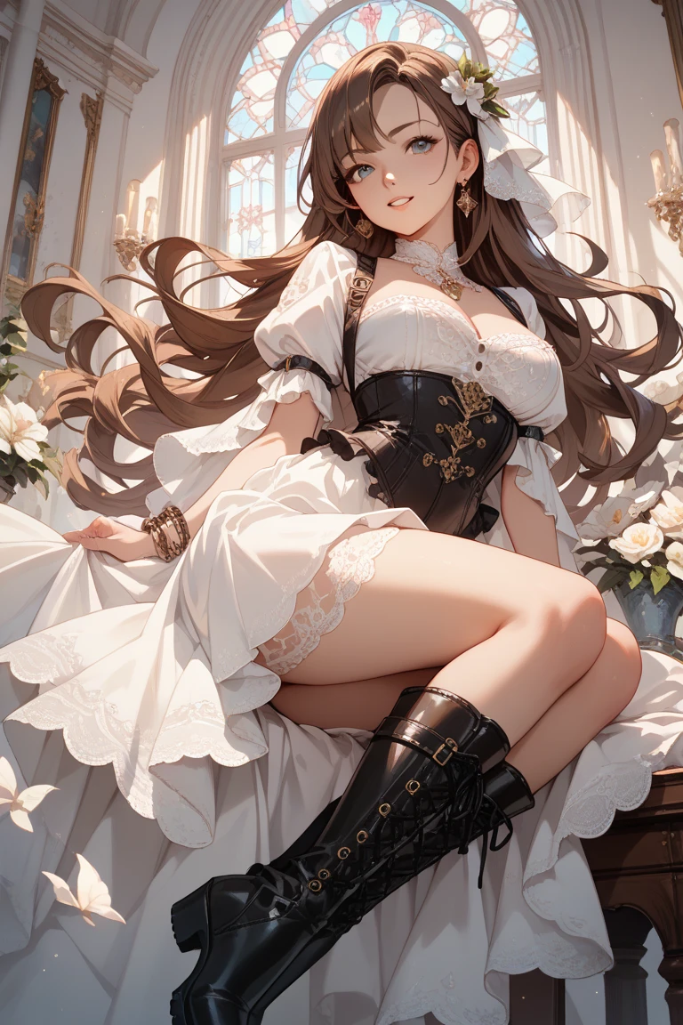 ((masterpiece, best quality)), Delicate face,student,,whole body,Standing picture,Long legs,natural breast,Perfect body proportions,Pretty golden eyes,Extremely beautiful,transparent, Pure white background,Erotic_lingerie,Lace,Garter stockings