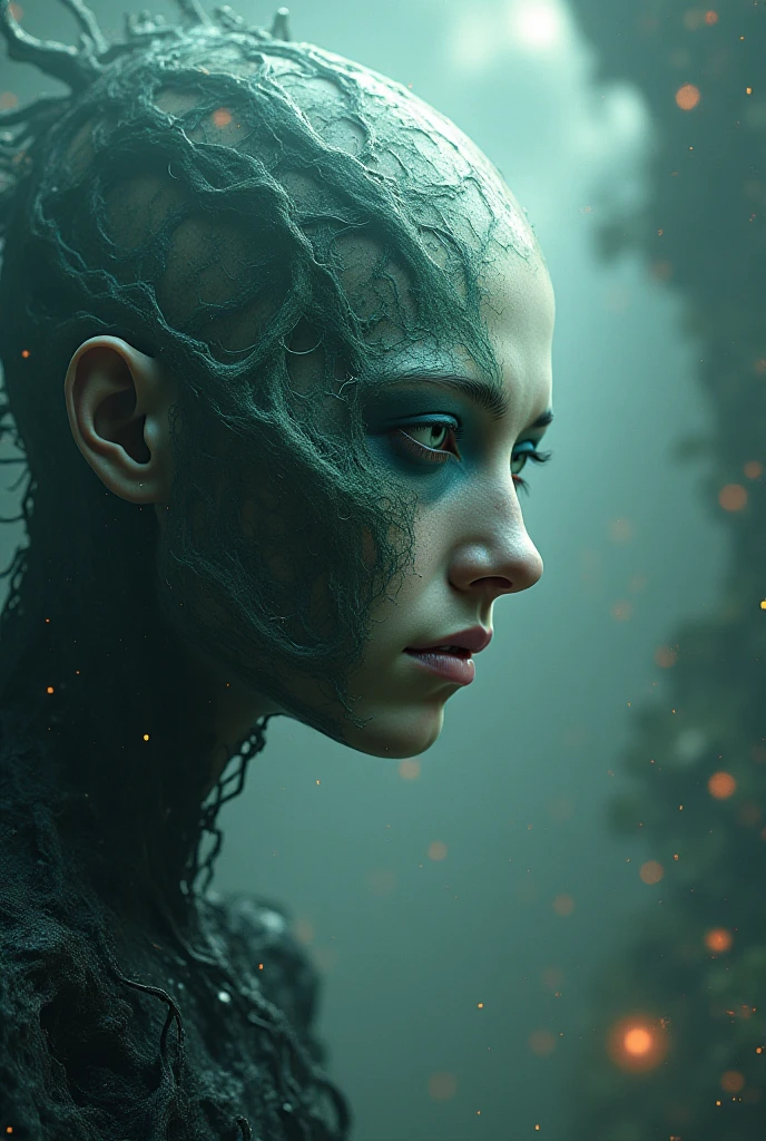dark surreal dystopian post-apocalyptic fashion, by Gottfried Helnwein, by Emil Melmoth, by John Jude Palencar, by HR Giger, gorgeous dramatic evocative eerie photograph, tincelles lumineuses, lumire douce blanche et or, particules et fils d'or, by Erwin Olaf, RF 85mm F1.2L USM DS, luminous, up lighting, inner glow, 8K, Ultra Realistic, high octane, ultra-resolution, amazing detail, perfection, In frame, photorealistic, cinematic lighting, visual clarity, UHD, 32k, 3D shading, Tone Mapping, Ray Tracing , Crystalline, Lumen Reflections, Super-Resolution, par James Cameron, par Andrew Gonzalez, Cinematic, Photography, Ultra-Wide Angle, Exposure, Long Exposure, Saturated, Light, Natural Lighting, volumetric lighting, Matte, insanely detailed and intricate, hypermaximalist, elegant, ornate, hyper realistic, super detailed, by James Cameron, detailed, 8k, anamorphic lighting, mist, by Annie Leibovitz