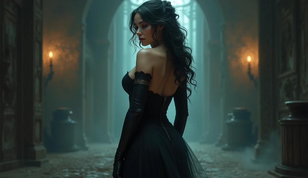 Mysterious fog, A symbol of death emerges from the mist, Reaching out to catch you, Ominous atmosphere, A work that stirs up anxiety and fear, ((masterpiece, Highest quality, Best image quality, High resolution, Realistic, RAW Photos, 8k)), ((Highly detailed CG synthesis 8k wallpaper)), (Mourning clothes、silhouette、Huge and stunning goddess shot, Very hot and sexy, Incredible beauty, Perfect Proportions, Beautiful body, Slim body beauty:1.4), 