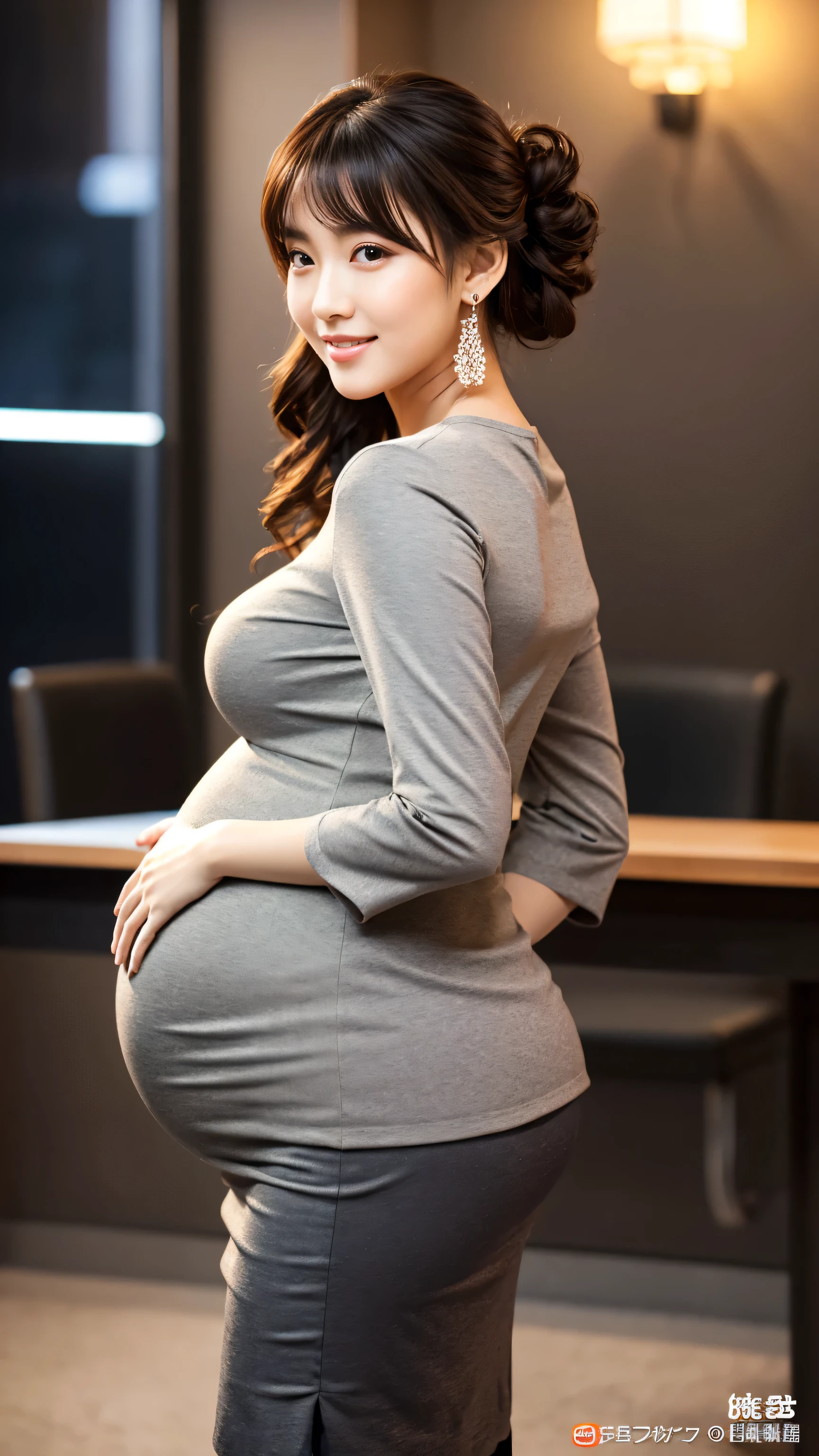 (Highest quality, Flying debris, Realistic photos, Very detailed, Ultra-high resolution, to be born:1.3), (1 female, Beautiful Japanese actresses, 2),  (A shy smile), Detailed face，Flashy makeup using red eyeshadow，Large ring earrings，Light blonde delicate medium cut hair，The tips of the hair are wavy，Elegant hairstyle，Beautiful Eyes, Slender actress，Small breasts,  (mini skirt dress), ( From beh de d), A glimpse of white panties，
