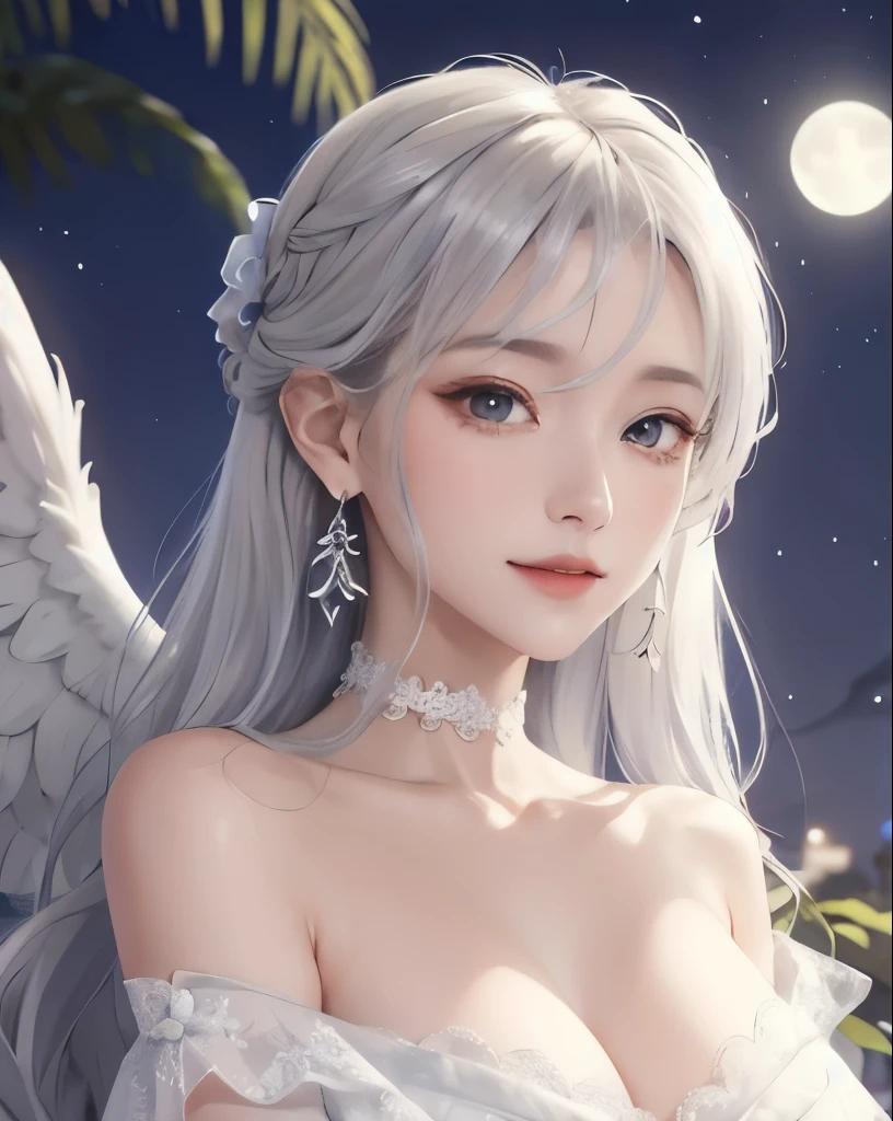 (masterpiece, Highest quality:1.3), (Very detailed:1.3), One girl, alone, (Gray Hair, Messy Hair, Long Hair), (Angel Wings, Angel Halo), (:1.4), Yellow Eyes, (White shirt, Black tie, Black coat, Open Court), Cowboy Shot, Cinema Lighting, (((Glowing light particles))), (Put your arms behind your back), Dynamic Angle, pop out