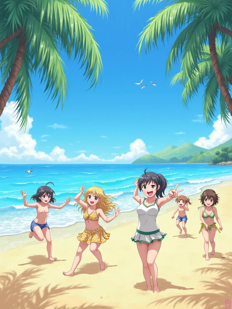 Japanese women, swimsuits, cute, sea