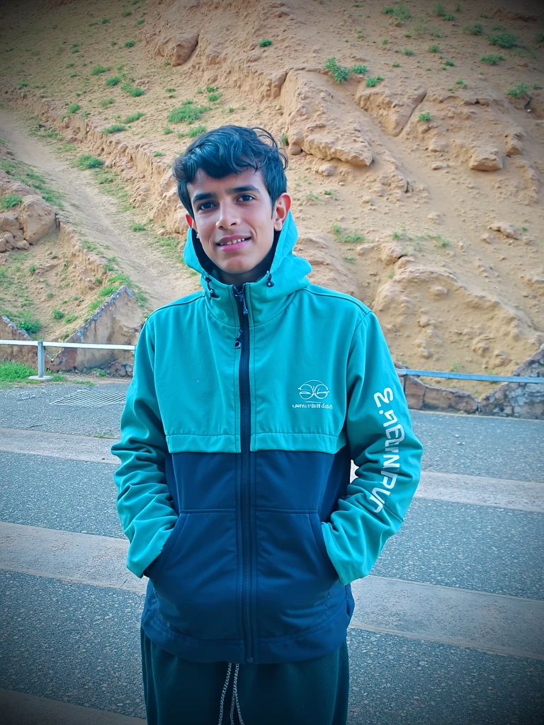 photograph of, 1man, <lora:jaydenmv1:1> jaydenm, frowning, portrait, best quality, 4K, masterpiece, detailed, intricate, blue and purple and pink, perfect anatomy, by professional artist, realistic,
<lora:add_detail:0.45> purple shirt, blue jacket, beach background