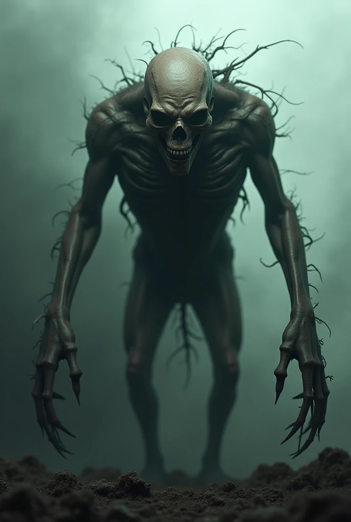 a curse creature, horror, high resolution, realistic, sharp focus, ((anamorphic, surrealistic, splash art:1.5)), dark fantasy, dramatic lighting, moody atmosphere, intricate details, cinematic composition, ominous, unsettling, twisted, nightmarish, macabre, gritty, visceral, chiaroscuro, deep shadows, haunting, otherworldly, supernatural, sinister, foreboding, dystopian, apocalyptic