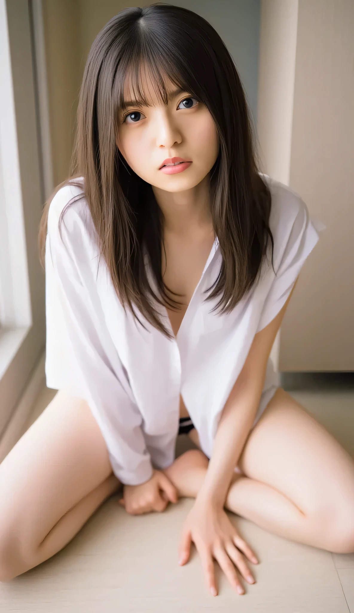 ((( low angle shot 、 Biologically Accurate Images、 Neikit :1.5、 staring at camera :1.22, lean forward , Relaxed Open Shirts 、 underwear))), Japanese Woman 1, Hotel Room 、 Indirect Illumination、 Nudes, completely naked, picturesGenuineist :2、 very detailed、 pictures、 author:mr. nomi、 (( Top Quality、 Artwork、 high resolution、 very accurate 、 Super fine、 masterpiece、 masterpiece)):2、8k、 Genuine 、 picturesGenuineism、extremely aesthetic 、 viewer:2、 face the front from the center of the screen:2、