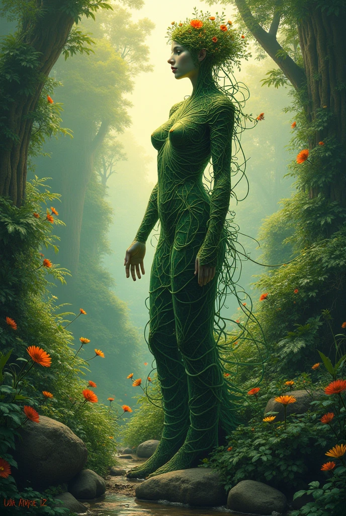 realistict close up photography, Arbomorph A hug of woman body turn into a leafy tree, with roots as legs, branches like arms, some leaves fly on a white background,