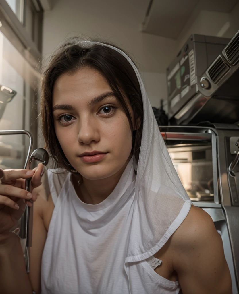 Foto RAW, animal, retrato de un [infant:chick:2] humanoide pezones levantados blusa transparente mojada, sensual, cara, 8k uhd, dslr, soft illuminaotion, alta calidad, movie grain, Fujifilm XT3