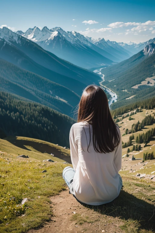 Girl sitting watching the landscape