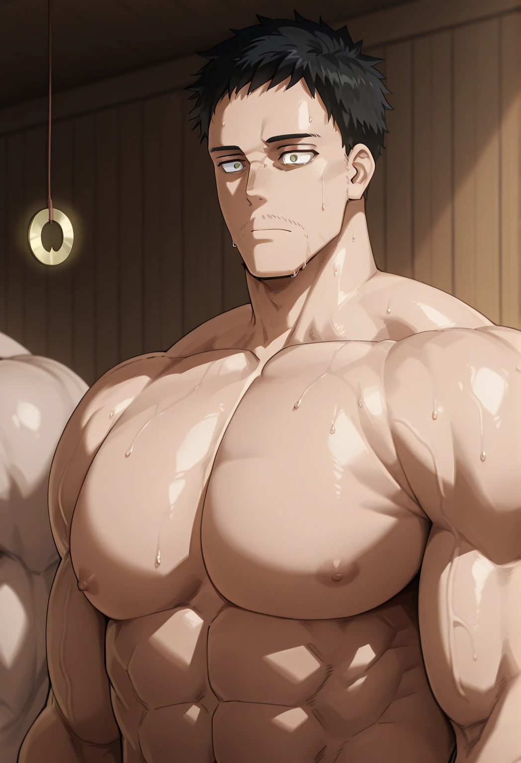 huge chest, 14 year old boy, teen age anime, very muscular body, 8 pack abs and big biceps, cute, barefoot, looks confident, blush, extremely cute and extremely muscular 14 year old boy, sweaty, huge bulge, well endowed, puberty muscles, chiseled ripped body, chiseled physique, boy bodybuilder, on steroids, (masterpiece:1.5), (best quality:1.5), (high quality:1.5), (muscular male:1.27), (bara:1.27), satisfaction, happy, (dynamic angle:1.21),(dynamic hair:1.27),(detailed pupils:1.21),looking at viewer, (dynamic pose:1.15), (beautiful detailed hands:1.27), illustration, (cinematic light:1.15), ultra detailed, (disheveled hair:1.34), big bulge, (large pectorals:1.3), pectoral cleavage, sidepec, (abs:1.3), (thighs:1.3), (bulky:1.2), novel_illustration, anime screencap, muscular boy, , 14 year old boy, ???, pec and is bare chested shirtless as well, bare, ridiculously shapely large pecs, hevy wheight, nsfw, huge pec, press against pec, place your chest,