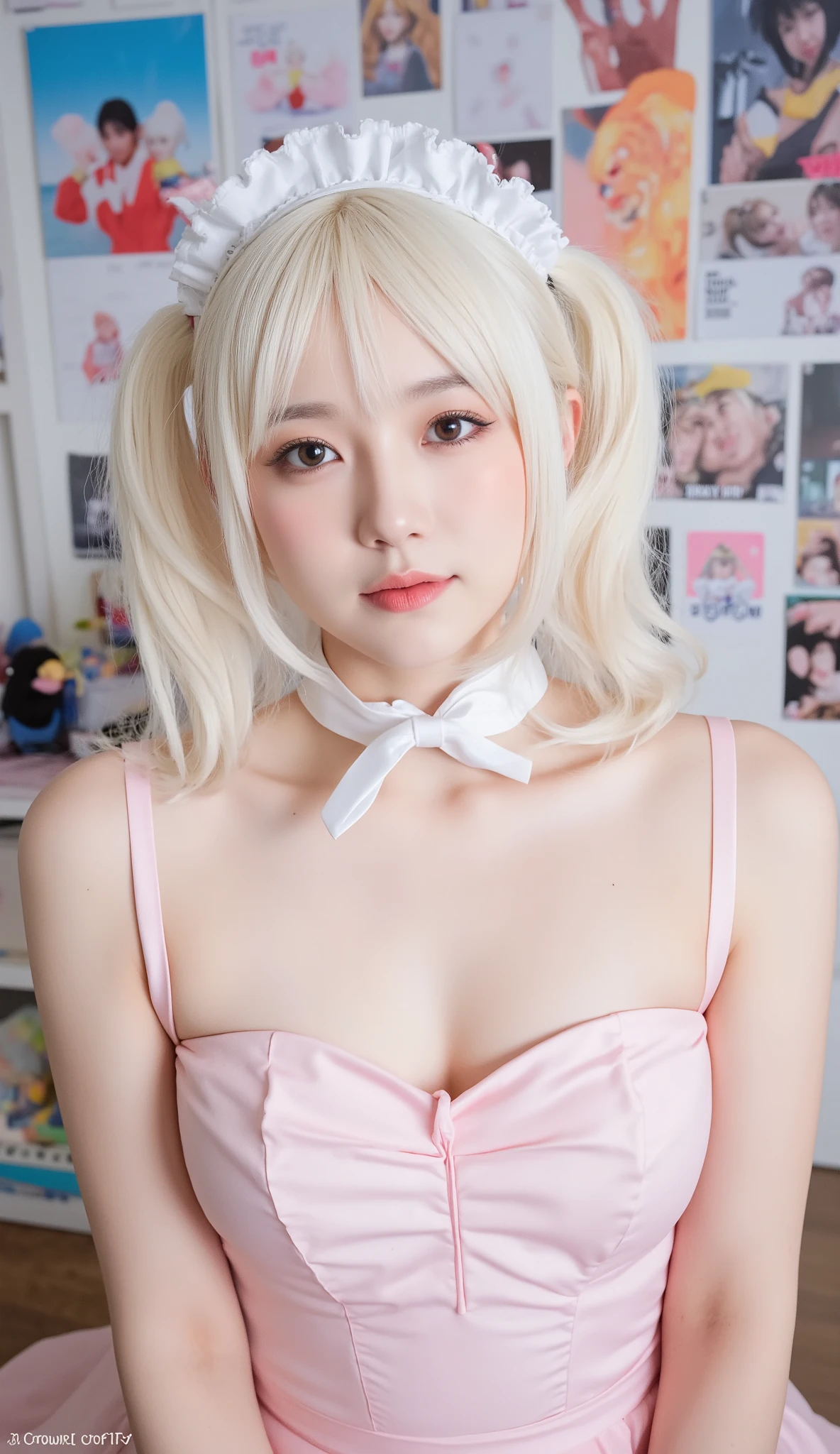 Ino Yamanaka, naked, ribbon on the neck, Skinny body, small bust, very feminine,