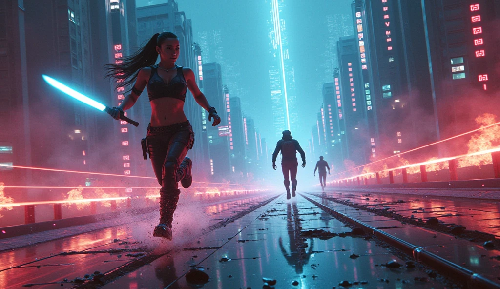 (masterpiece) highly detailed RAW, a post-apocalyptic man, cyberpunk city themed rainbow vivid, hassanfantasy style, by Jeremy Mann and Donato Giancola ultra realistic highly detailed intricate photorealistic
