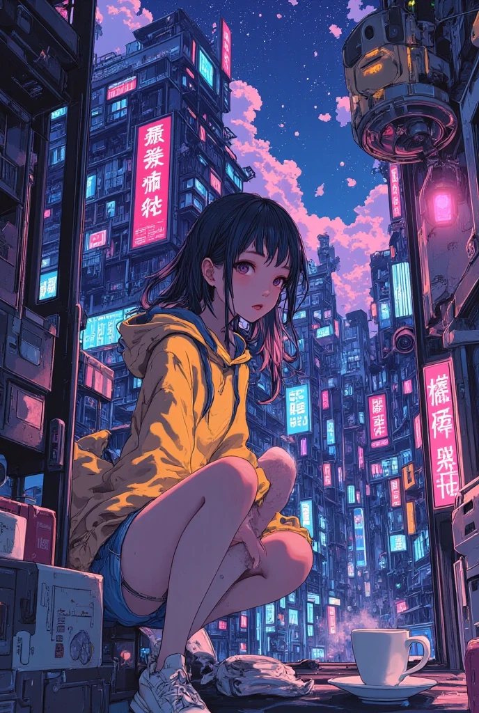 The big city pulses at night, neon lights painting the darkness. Within a simple apartment, a young woman meticulously cleans sharp blades. Her delicate fingers glide along the edges, testing their sharpness. A double life is secretly led.