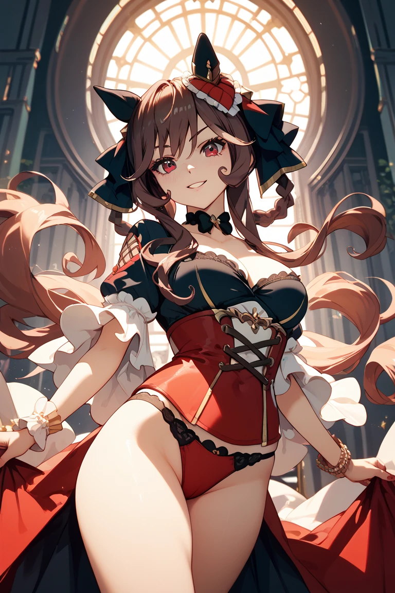 (1girl), masterpiece, best quality, super fine illustration, an extremely cute , highly detailed beautiful face, looking at viewer, 1girl, belt, closeup, looking at viewer, 4k, high res, ribbon, firis mistuld, blush, pov, twintail hair, white background, simple background, thick outline, purple eyes, (sleep), brown hair, chibi, love expression, ((brown hair)), (blood),