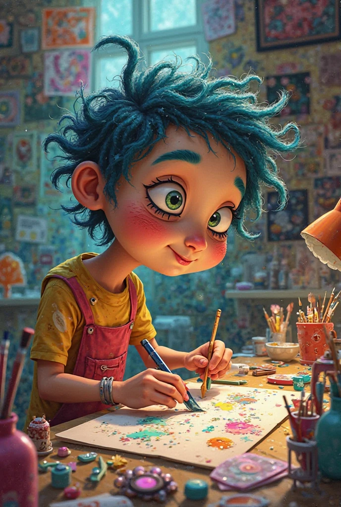 a child playing, colored inner hair, UHD, 1080P, HD, 4K, 8k, 16k, anatomically correct