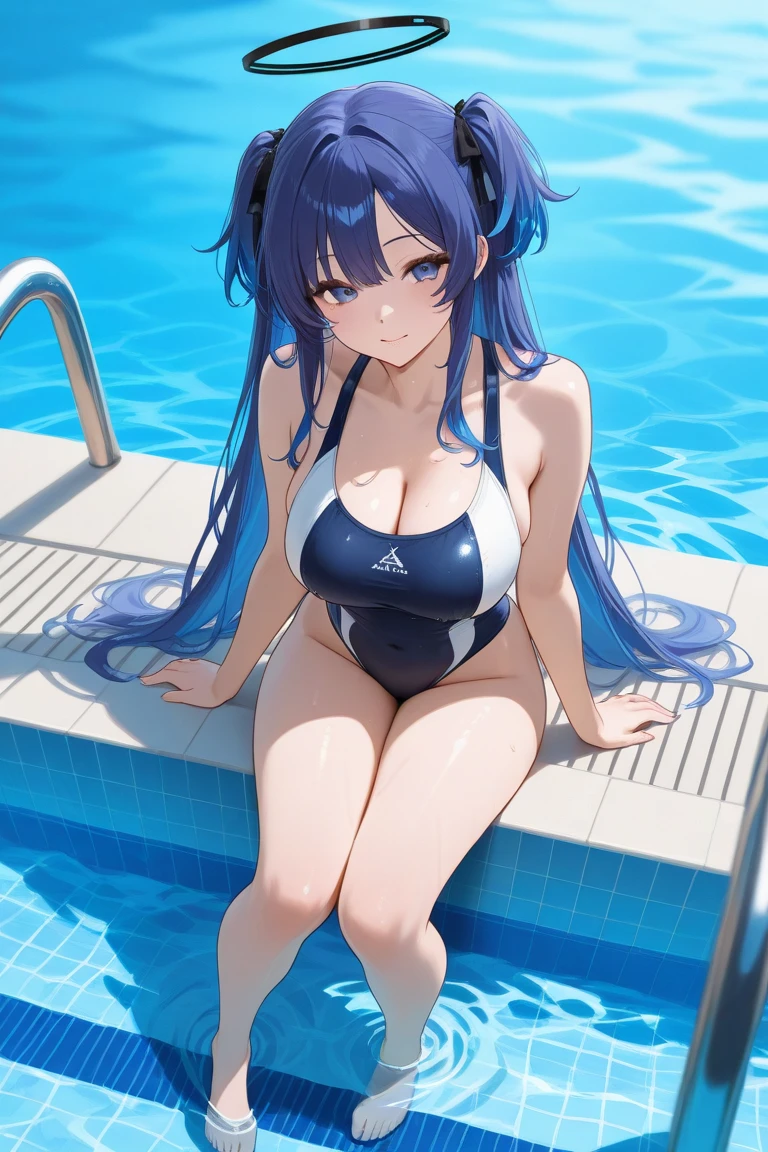 A busty maid with long flowing curls and a sunny disposition、I turn to Seraphine.。Now relaxing by the pool、She is showing off her voluptuous cleavage in a micro bikini.。