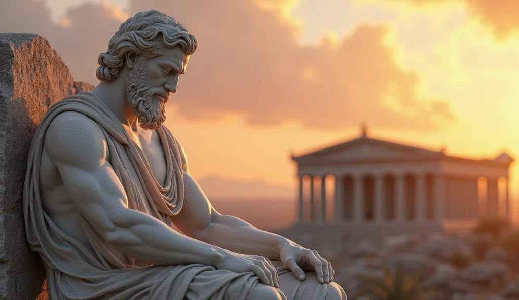 Make a high-resolution image of the Greek philosopher Plato taking into account the setting of that time