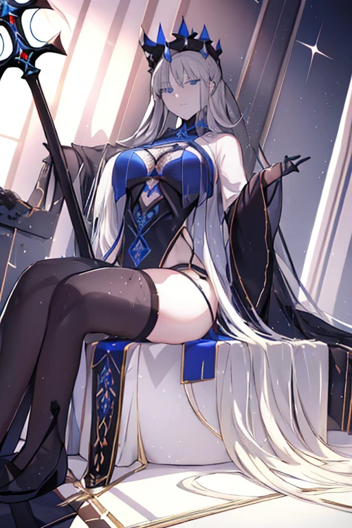 Close-up of a woman with white hair and a white mask, Beautiful character drawings, Gweitz, artwork in the style of Gweitz, White-haired God, by ヤン・J, Magnificent and elaborate character art, Amazing character art, By Phan Chi, By Wujun Shifan, Gweitz on pixiv artstation,full body,front view,mini skirt,panty