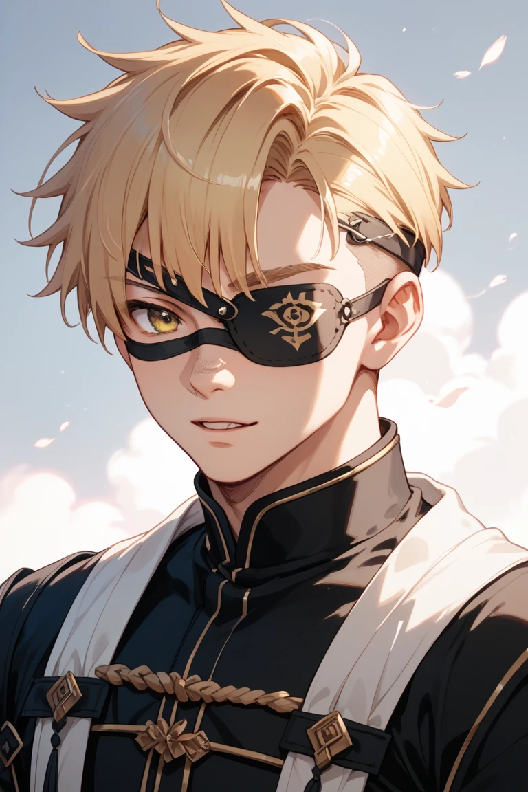 Little boy,blindfold, Meticulous painting style,Soft and fresh colors,Gentle lighting effects,Picturesque picture quality,Warm atmosphere