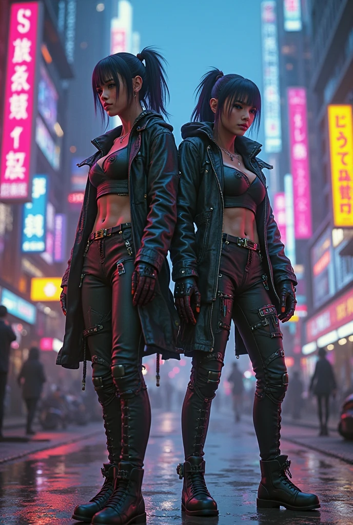 Blade Runner-like atmosphere, Katsuhiro Otomo style illustration, girl shooting a handgun, cleavage, muzzle point at viewer, muzzle flash, heavy rain, flash --auto --s2