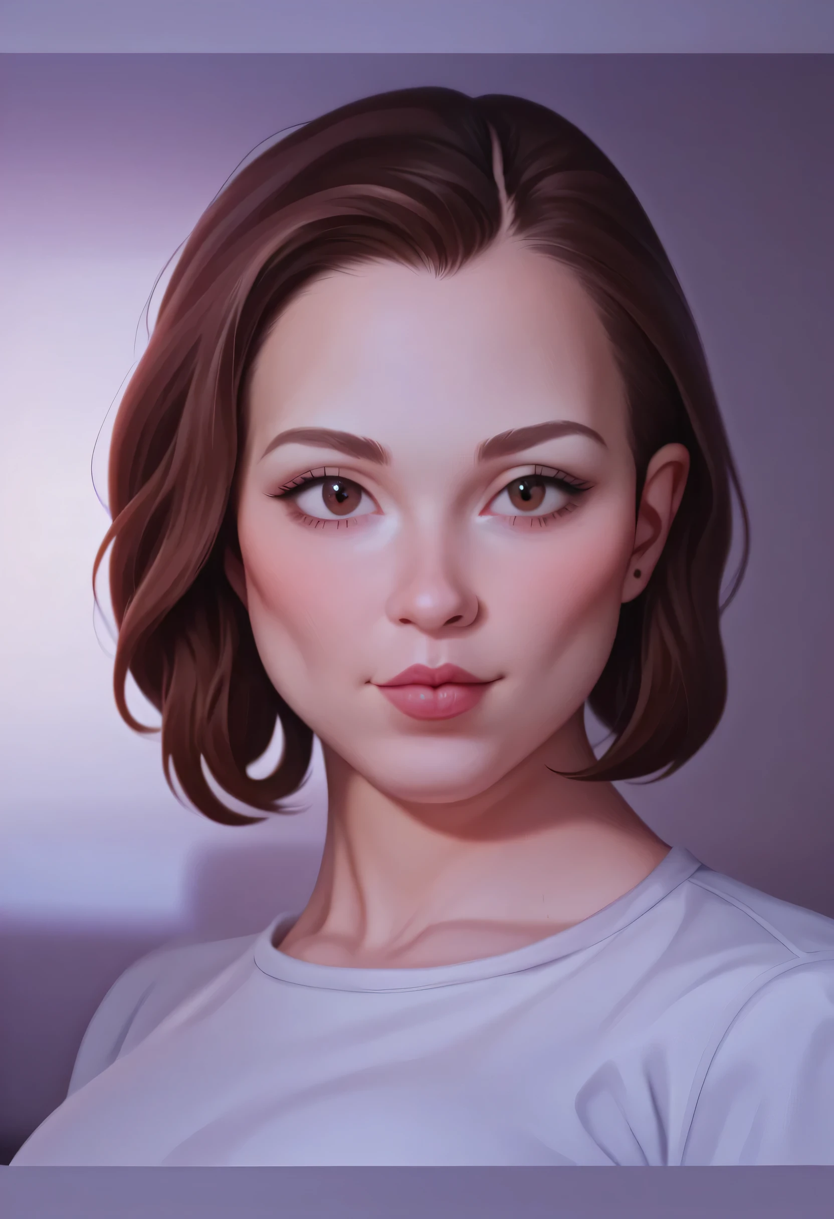 a close up of a woman with a white shirt and brown hair, portrait sophie mudd, accurate ultra realistic faces, photorealistic beautiful face, ultra - realistic faces, hyperrealistic beautiful face, ultra realistic faces, beautiful realistic face, young female face, realistic perfect face, hyper realistic faces, realistically rendered face, photorealistic faces, hyperrealistic ****, ultra realistic faceHD, (best detail), (best quality), Two-dimensional,