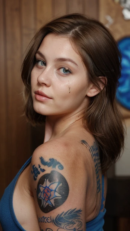(Selfie Shot, From  above:1.4), big breasts, bountiful breasts, neckleace profundo, (Half Body Posttrait:1.4), (((red rose tattoos on arm and shoulder:1))), beautiful red rose tattoos, RAW UHD portrait photo of a 24-year-old blonde (Blue eyed woman) walking down a dark alley, natural breasts_b, night city background, (red sun dress), (neckleace), detailded (texturas!, body hair!, Glow Up, Farbe!!, Imperfections:1.1), highly detailded glossy eyes, (Looking at the camera), specular lighting, dslr, ultra quality, sharp focus, thank you sharp, dof, Film grain, (centred), Fujifilm XT3, clear as crystal, center of frame, cute face, sharp focus, street lamp, neon lights, bokeh, (dimly-lit), subtle, at night, (Night sky) detailded skin pores, greasy skin, suntanned, intricate eye detail