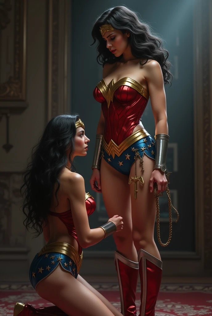 Wonder Woman, lingerie, naked. IN THE BACKGROUND A MUSEUM, hyper realistic, 4k