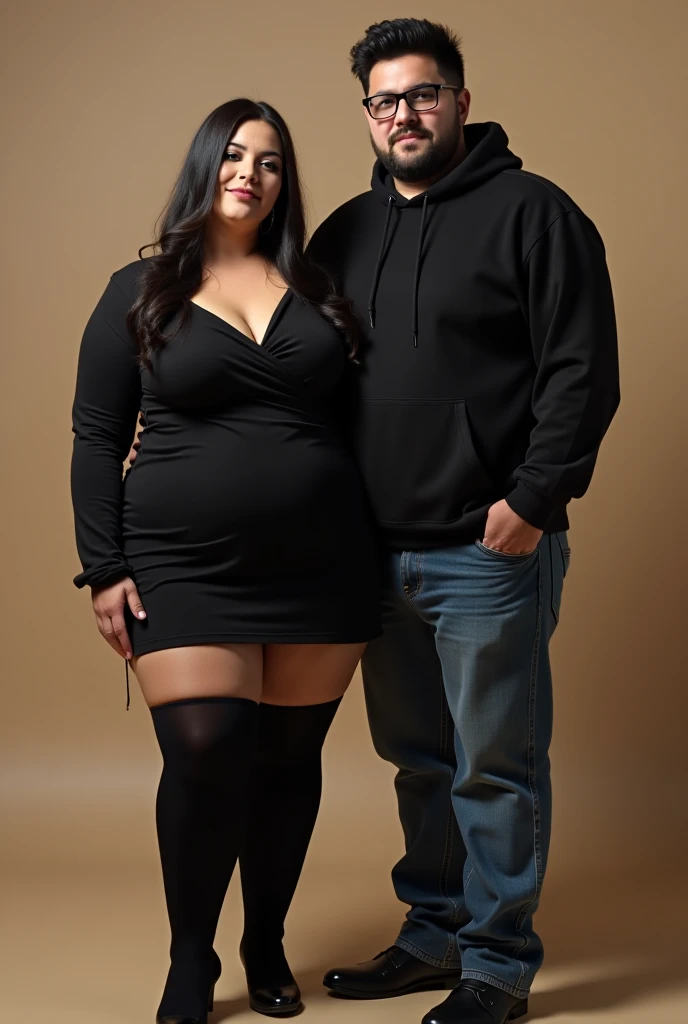 3d realistic 19 years old bts couple boy wearing black baseball jacket and black jeans and black shoes and i 43 years old woman wearing hot fat saree and romancing couple background village fat woman fat