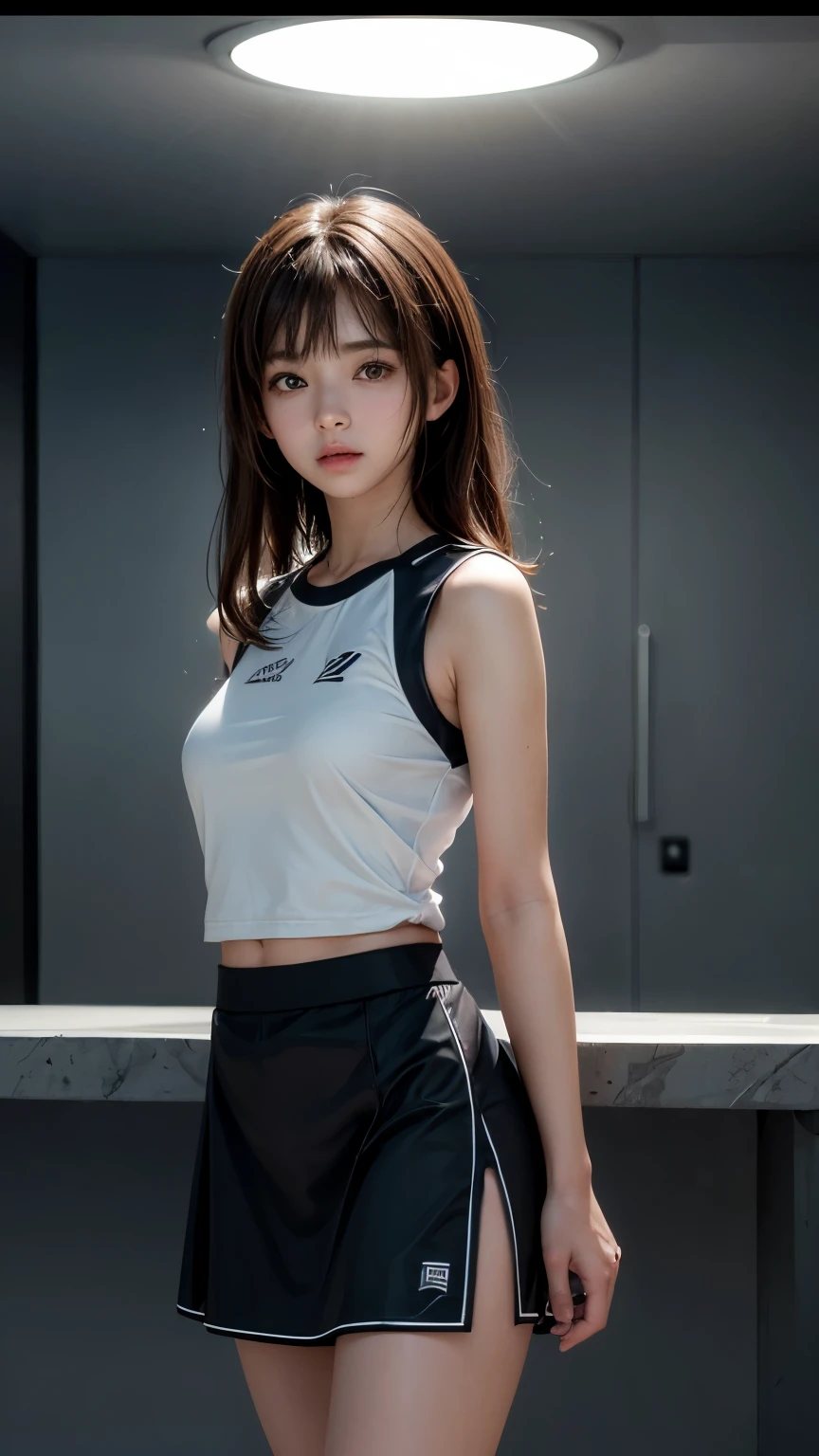 Girls and Girls, ((Sportswear)), Play sports often, Bloomers, ショートpants, A light smile, Outdoor, pants, Thighs, ((Sunburned skin)), Dark Skin,