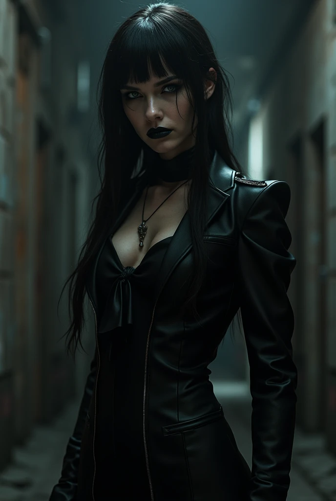 Beautiful young vampire woman, realistic and hyper - detailed renderings, stefan gesell, machine aesthetics, uhd image, dark white and turquoise, morbid, grim dark, wet, dark, very detailed, rendered in octane, wet, dense atmospheric, epic, dramatic, photorealistic, hyper ornate details, 32k, cinematic light
