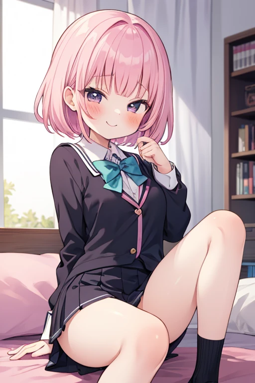 NSFW,One boy, penis, Squatting cowgirl, Vaginal, throw,アヘface, Rolling your eyes,orgasm_face,Drooling、Sweat、Very beautiful and Shining Eyes、Shining Eyes、((1 girl))、Big Mouth、high school girl、Small breasts、Cat ear、Transparent pink short hair、Wearing a collar、7 year old girl in navy uniform