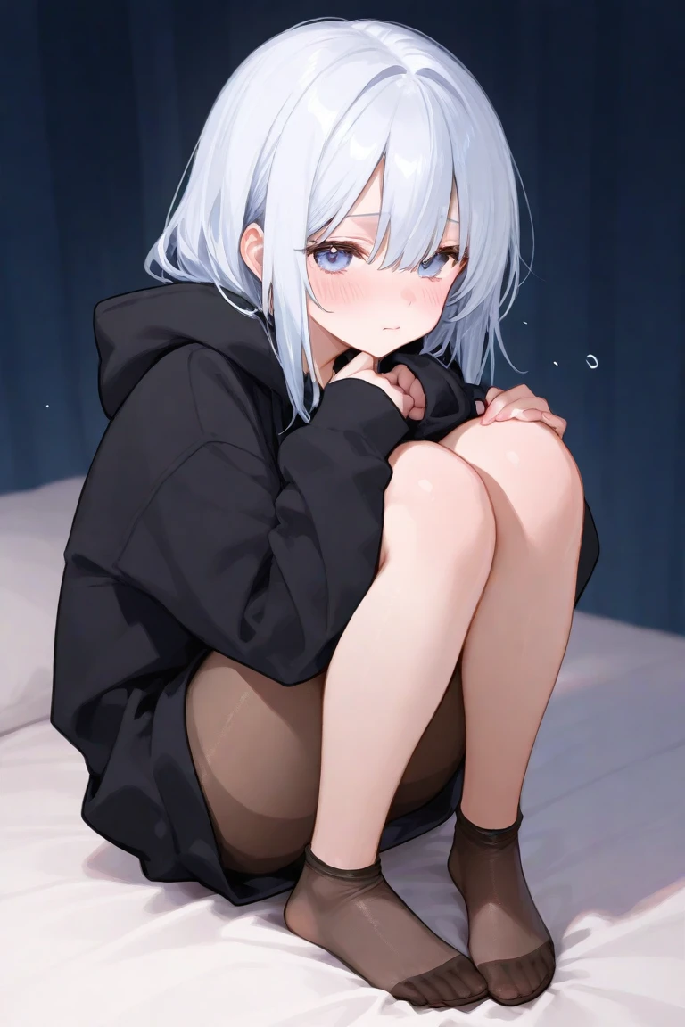 will tear, will tear, Pelo gris, pelo largo, (ojos rojos:1.5), cabello plateado, cola de caballo,
ROMPER black vestido, hood, arco, vestido, frilled vestido, volantes, large arco, mangas largas, vampiro,
ROMPER looking at viewer, 
ROMPER indoors, cama, 
ROMPER (Obra maestra:1.2), mejor calidad, high resolution, fondo de pantalla de unidad 8k, (illustration:0.8), (hermosos ojos detallados:1.6), cara extremadamente detallada, Perfect lighting, CG extremadamente detallado, (manos perfectas, perfect anatomy),
