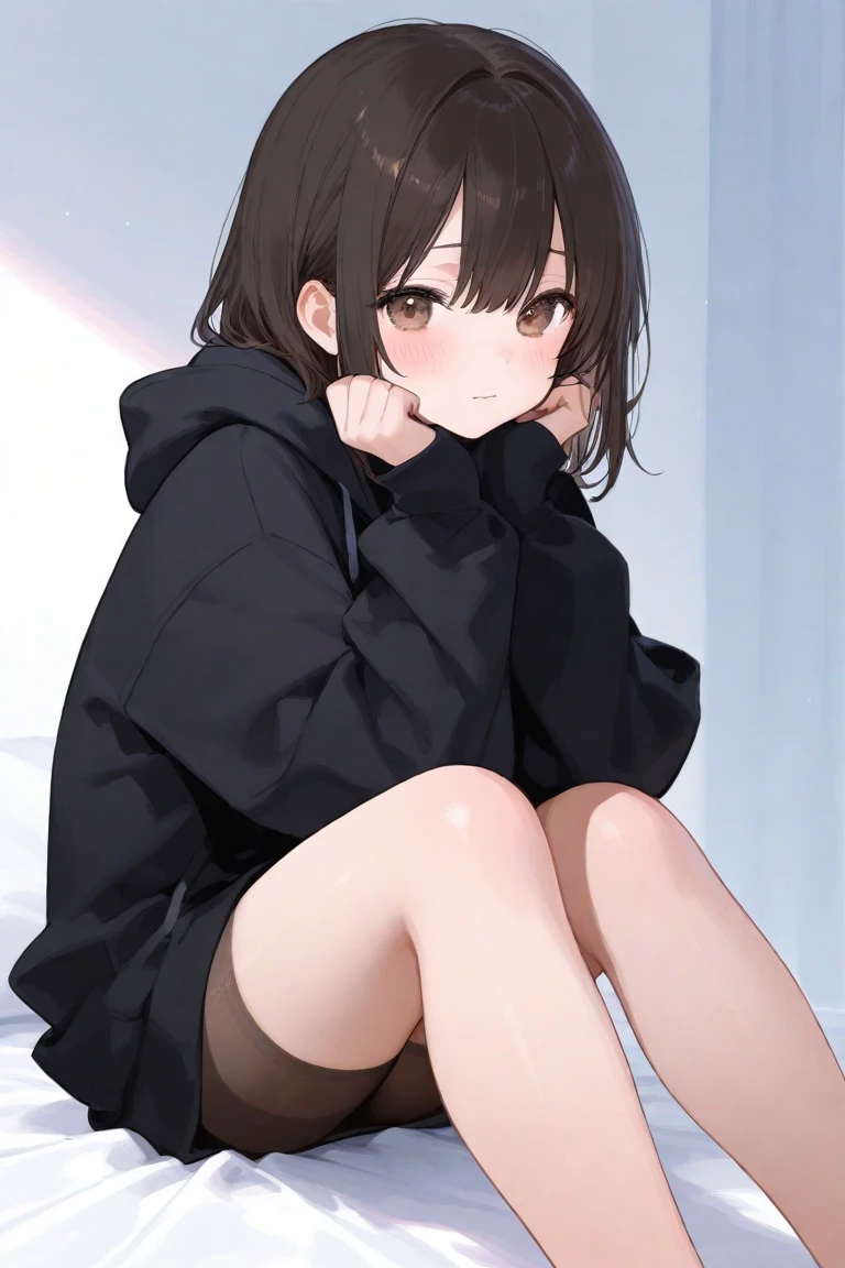Cute girl, dark green hair, yellow eyes, short hair, cat ears, cat tail, cat collar, sexy ,beautiful eyes,Cute pause, full body,Draw hands better, dark green hair, beautiful smile,, draw the hand well, Lifting her ass, Tongue outside the mouth, bad girl,going to school,school, School clothes, Skirt + hoodie, High quality drawing, She crawls on the ground like a cat and puts her hand near her mouth. There is nothing in the background, an empty background,walk like a cat,