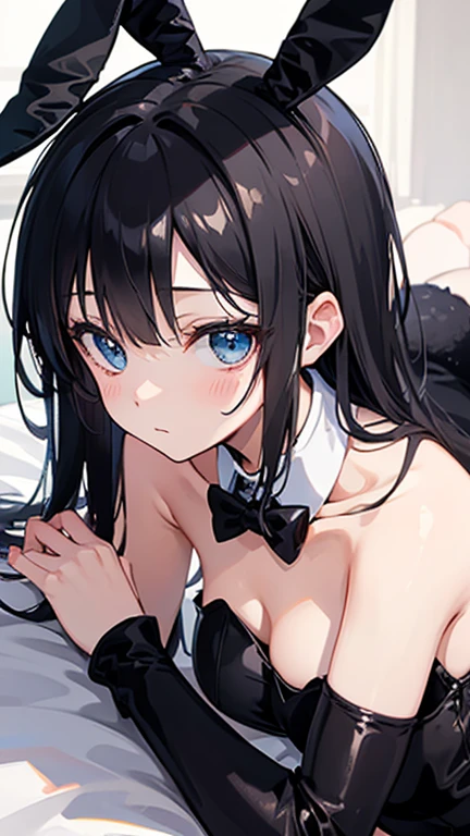 (in hotel, masterpiece, best quality:1.2), 1girl, (modify body), waving hair, ((elbow gloves)), queen bed, lying, sleeping, holding