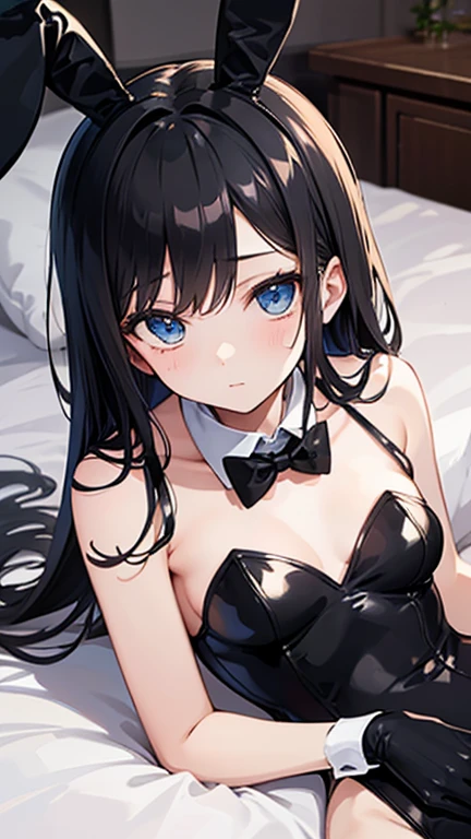 1girl, R17, white bed background, drawing just above the thigh, lying on the bed, barely covering the nipple, barely covering the genitals, barely covered critical areas, nipple barely covered with bra, genitals barely covered with panties, raise her hands above her head, on the verge of sexual intercourse, black hair, long hair, black monochrome choker on the neck, cat eyes, cat eyebrows, moderate chest, black bra, broken bra, loose bra, white dress shirt, black jacket, barely covered chest, navel, very light blush on the upper cheek, string panties, black panties, very small panties, loose panties, pants down, black pants, as if it were drawn by a person