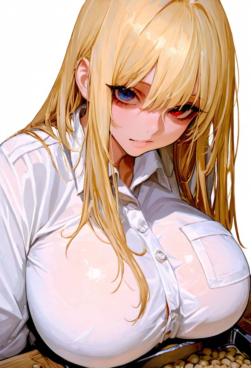 (masutepiece, Best Quality, High resolution:1.5, anime colours, megami magazine:1.2, anime poster style, anime keyvisual, sharp, 8k, photorealistic), (nsfw), (beautiful eyes:1.5, beautiful face), Alice Zuberg, 1girl, blush, (white headband), (blond Long Hair, hair braid), (huge breasts), (nude, nipples), upper body, (Perfect detailed Anatomy, beautiful detailed hair, perfect detailed body:1.2, shiny skin), (thick outline, Beautiful outlines, black outlines), simple background