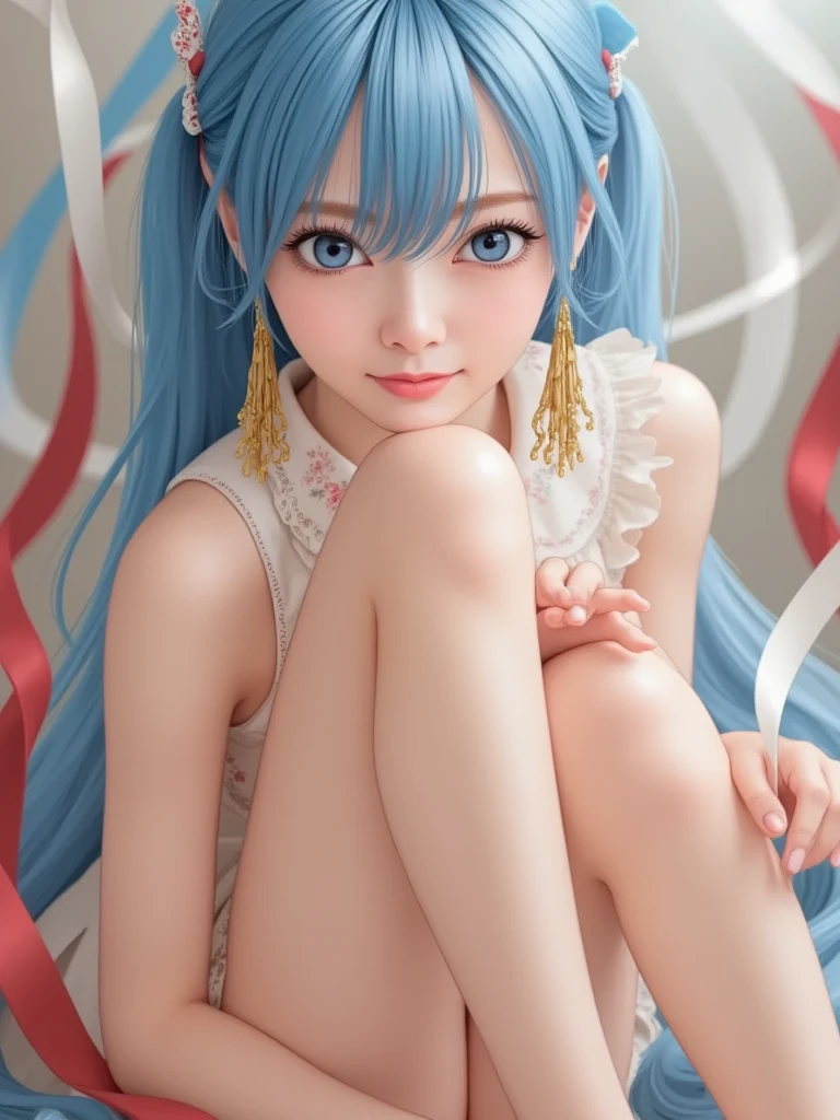 (best quality, highres). Describe a stylish magical woman with voluminous, expansive blue hair that demands attention, cute magic aisha hanabi. The illustration should showcase the girl with intricately folded origami hair that is both cute and magical, while also being extremely bulky. Capture the essence of whimsical charm and slave-inspired magic in the illustration.